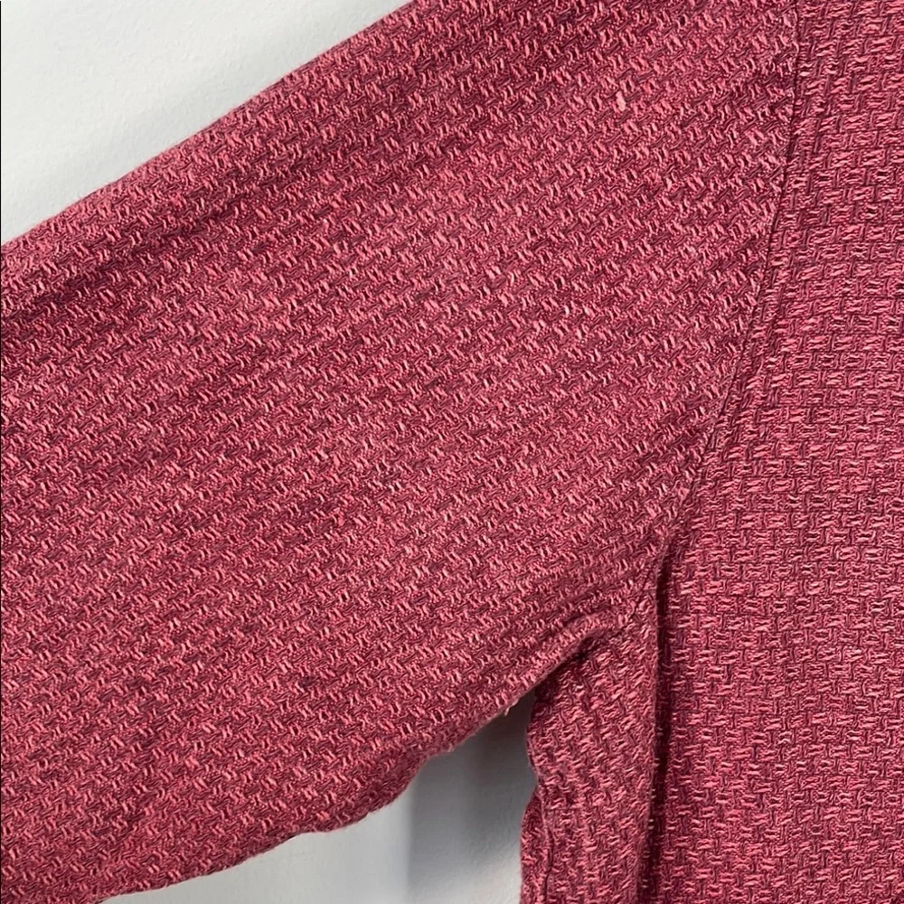 Flax 100% Linen Full Zip Jacket Cranberry Woven Textured Pattern Sz L